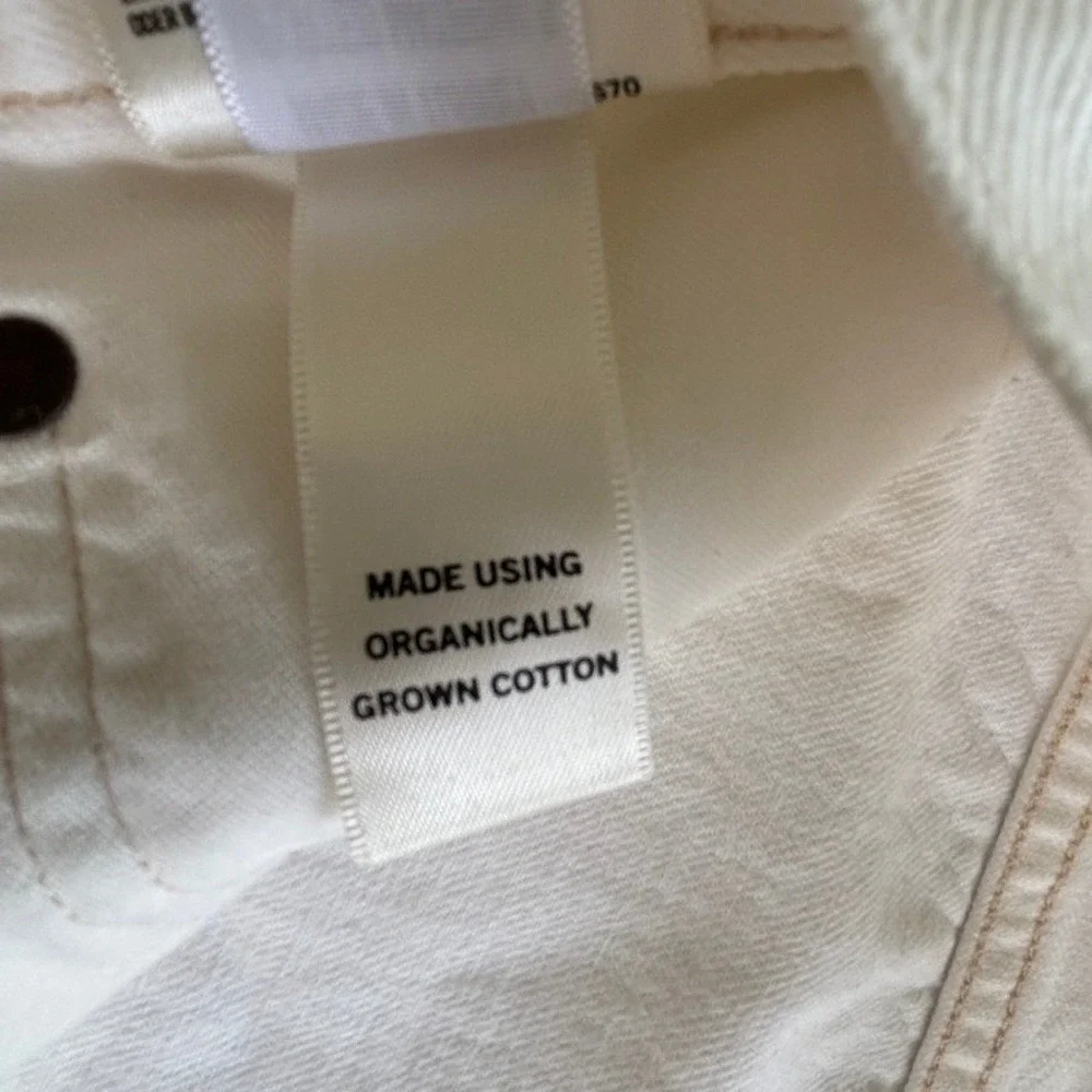 AGOLDE Parker Long Cutoff Shorts White Organic Cotton High Rise‎ Raw Hem Size 33